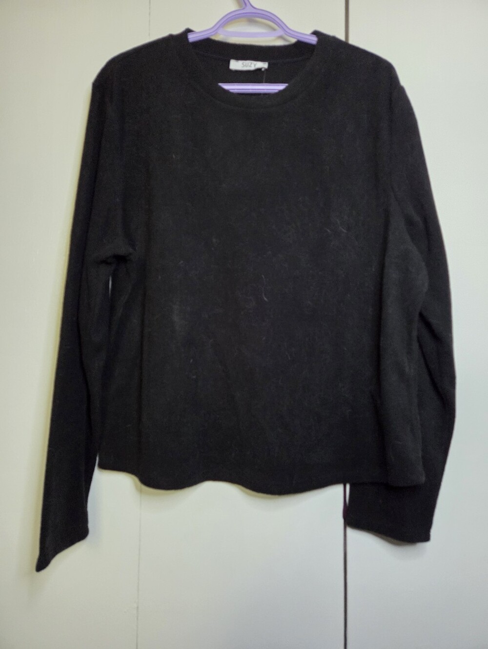 SUZY Shier Women's XL Black Crewneck Long Sleeve Soft Feel Fleece Style Top